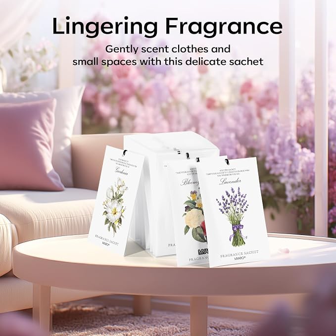 MYARO 12 Pack Assorted Garden Scented Sachets, Closet Deodorizer Freshener - Image 8