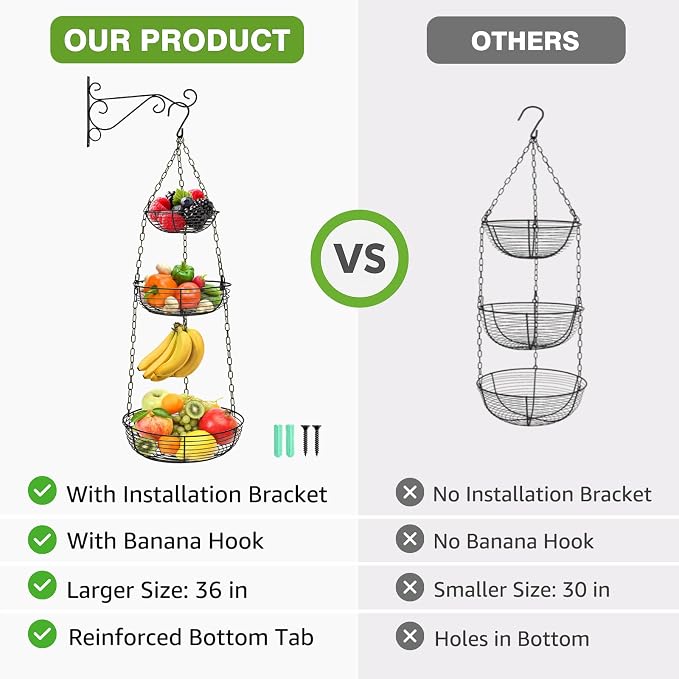HULISEN 3-Tier Hanging Fruit Basket - Image 8