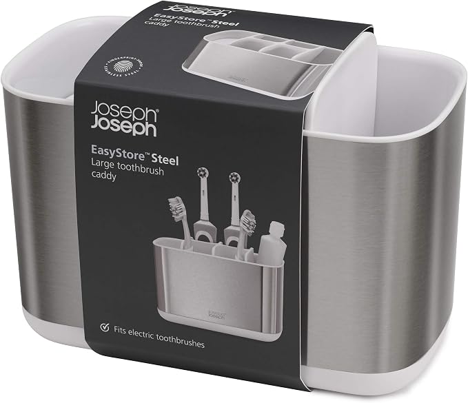 Joseph Joseph EasyStore Stainless-Steel Toothbrush Holder Bathroom Storage - Image 3
