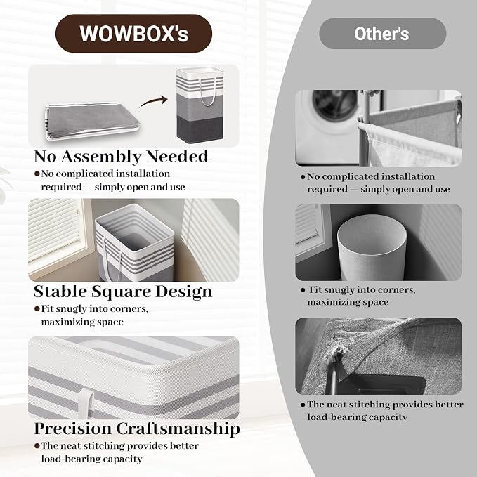 WOWBOX 2 Pack Laundry Baskets, Collapsible Dirty Clothes Laundry Hampers - Image 5