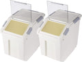 EonTone Pack-2 Bulk Large Sealed Flour Storage Container 25 Liters (30 lbs) with Lockable Lid Wheels and Measuring Cup BPA-Free Food Dispenser