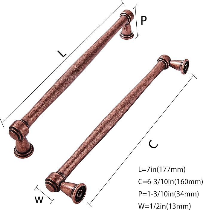 khtumeware 10 Pack 6-1/4 Inch(160mm) Antique Copper Cabinet pulls Kitchen Cabinet Handles Kitchen Cabinet Hardware for Cupboard Drawer Handles Dresser Pulls