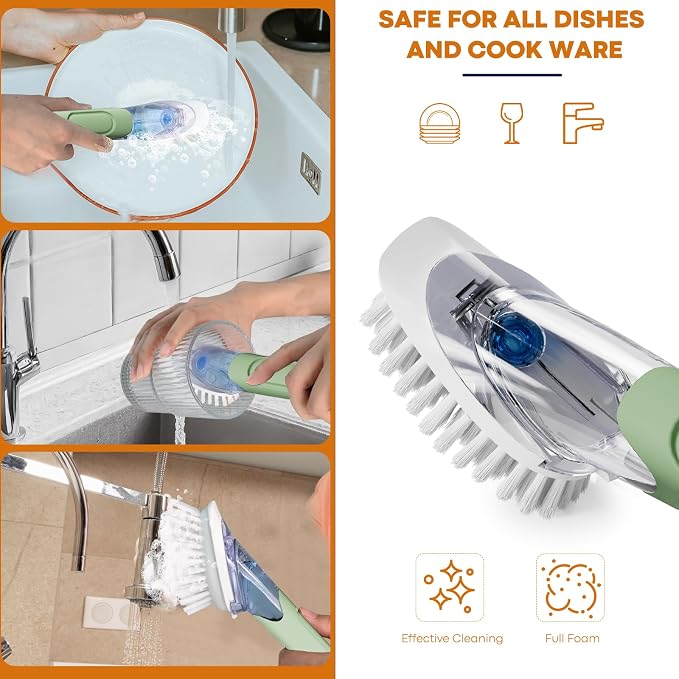 RIMAY Soap Dispensing Dish Brush Dish Scrubber - Image 6