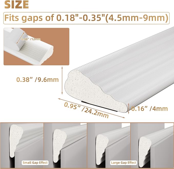 Kneelisa 3Pcs×196” Wedge-Shape Foam Window Weather Stripping Door Seal | - Image 2