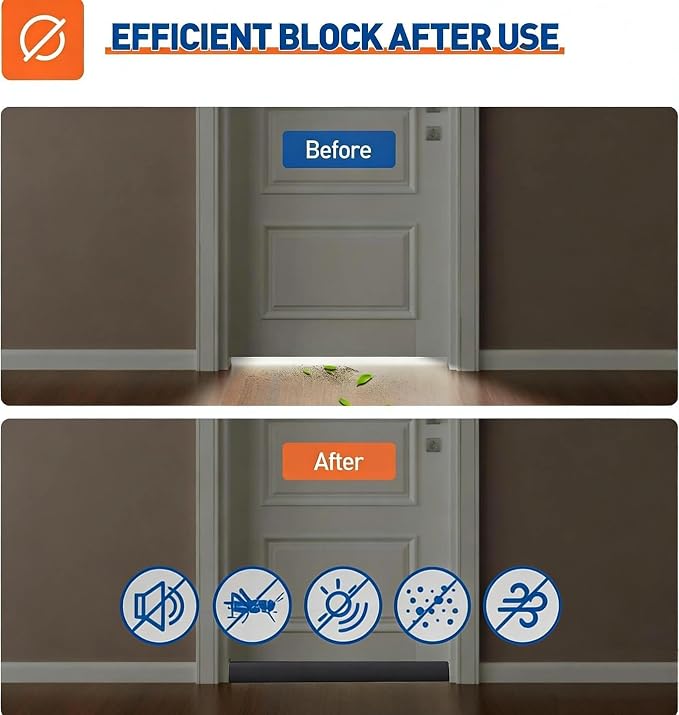 MAGZO Under Door Draft Stopper, 32 Inch Adjustable Door Gap Filler, Dust & - Image 5