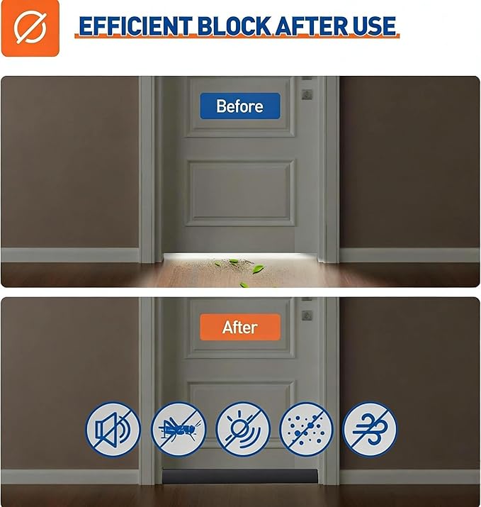 MAGZO Under Door Draft Stopper, 2 Pack 30 Inch Adjustable Door Gap Filler - Image 5