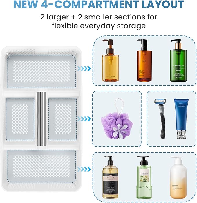 BYUNER 2Pack Plastic Shower Caddy: Portable Shower & Bathroom Caddy Tote - Image 6