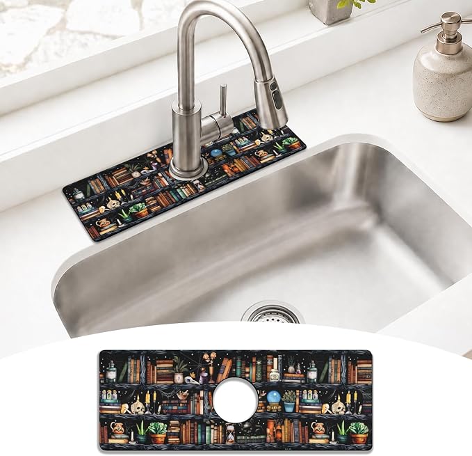 Halloween Kitchen Sink Splash Guard Faucet Mat, Farmhouse Sink Splash Guard by puwbnhj