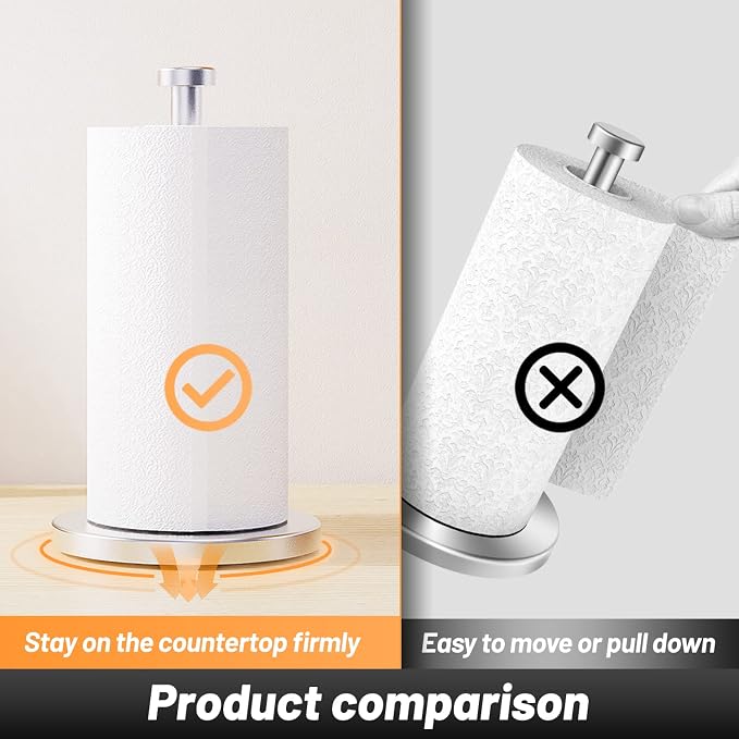 VEHHE Paper Towel Holder Countertop, 4 Non-Slip Suction Cups, Weighted Base - Image 6