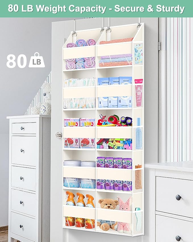 Heavy Duty Over The Door Organizer 5 Tiers, Extra Large Behind Door Storage of - Image 5