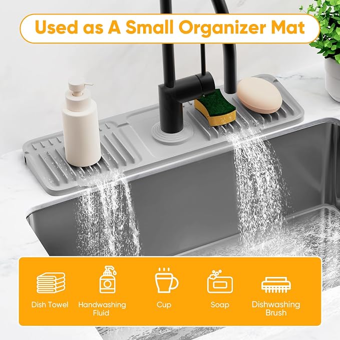 17.7'' Folding Faucet Mat for Kitchen Sink Splash Guard Kitchen Sink Faucet Mat - Image 8