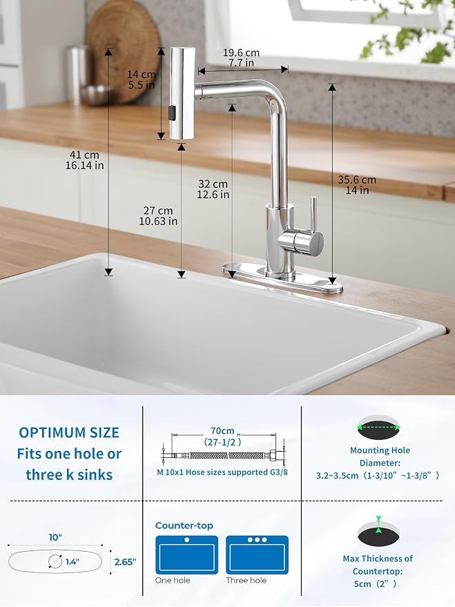 Kitchen Faucets with Pull Down Sprayer, Waterfall Kitchen Sink Faucet, - Image 7