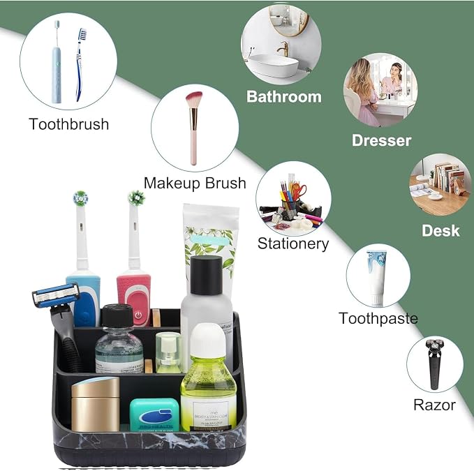 Toothbrush Holder for Bathroom, 6 Slots, Detachable for Easy Clean, Marble | - Image 4