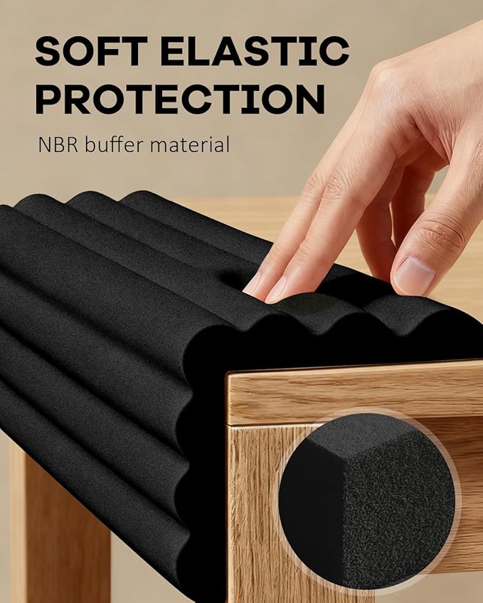 Edge and Corner Guards with Strong Adhesive Extra Thick Baby Proofing Furniture Protector for Table Desk Bed Cabinets Child Safety for Home and Nursery (Black, 16.4 Feet)
