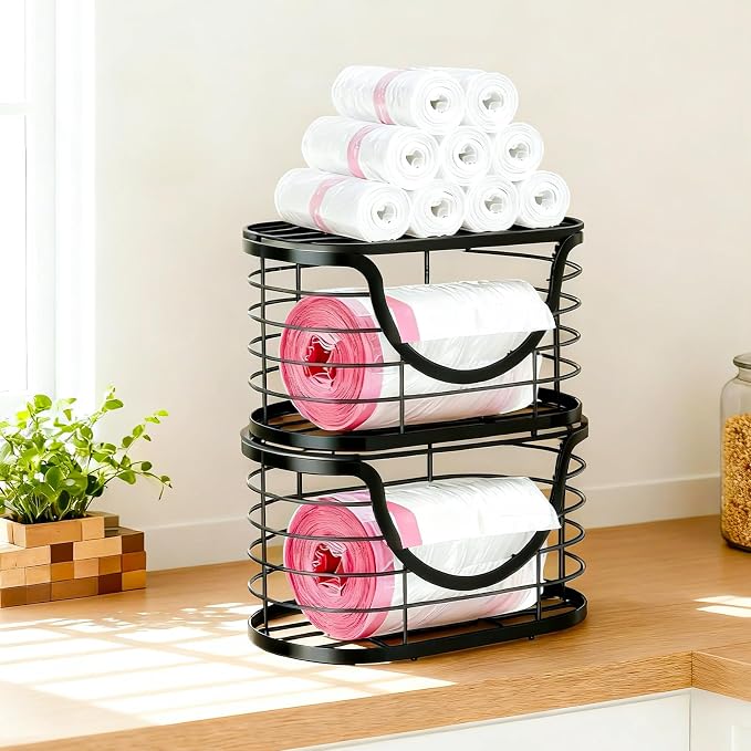 Haotao 2 Pack Trash Bag Holder，Stackable Trashbag Dispenser - Image 2