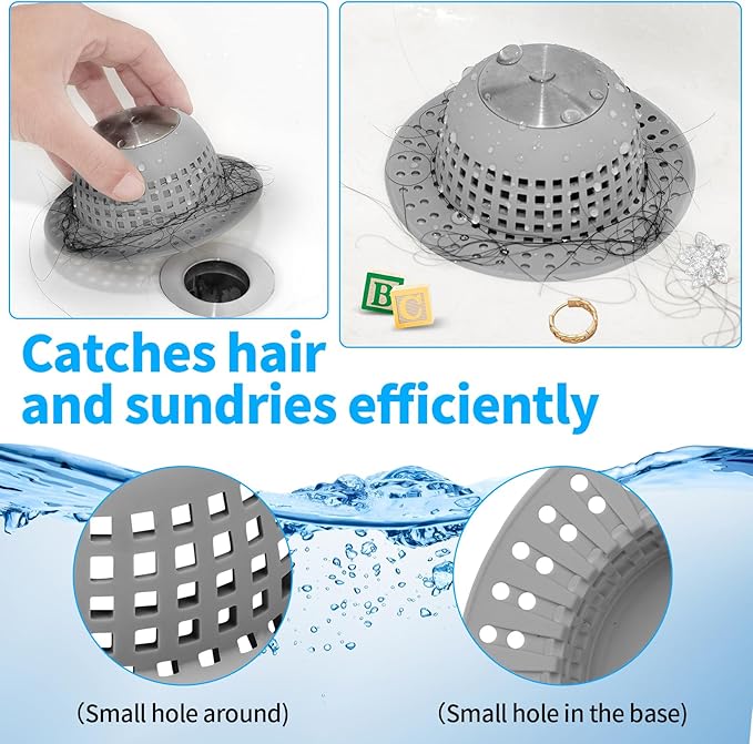 Aluvor Shower Drain Hair Catcher Bathtub Drain Cover Sink Drain Protector | - Image 6