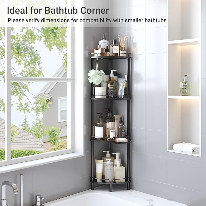 ELYKEN Corner Shower Caddy Standing, 4 Tier Metal Shower Organizer - Image 8