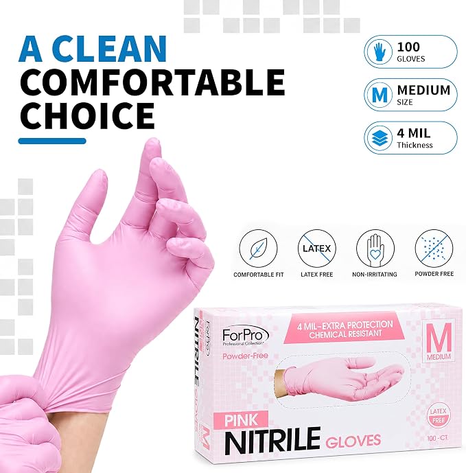 ForPro Disposable Nitrile Gloves, Chemical Resistant, Powder-Free, Latex-Free - Image 7