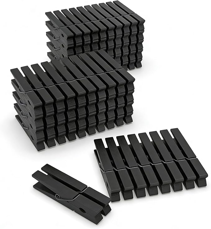 100 Pcs Black Clothes pins by FEFU