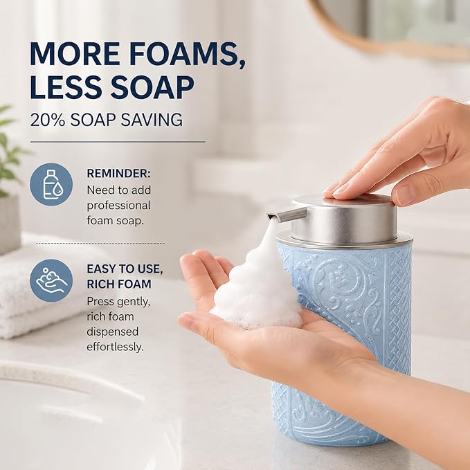 12OZ/350ML Ceramic Foaming Soap Dispenser Empty Hand Soap Dispenser Refillable - Image 4