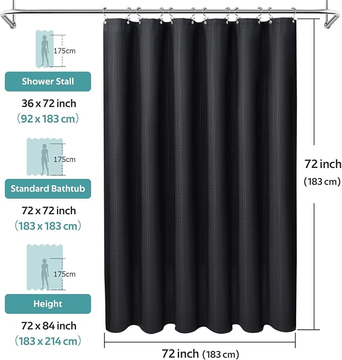 Vipfree 3 in 1 Shower Curtain Set, Waffle Shower Curtain and Liner Set - Image 6