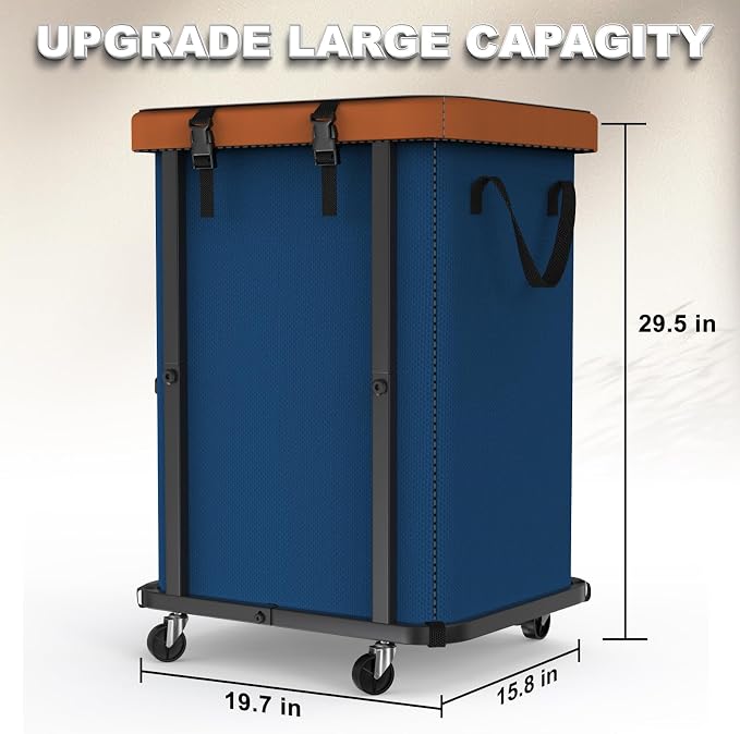 Laundry Basket with Wheels, 150L Rolling Hamper Carts - Image 6