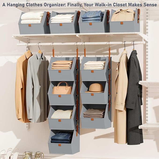 DIMJ 4-Tier Hanging Closet Organizer, Modular Bins - Image 2
