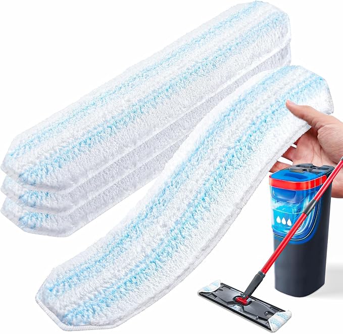 AIR U+ Mop Replacement Pads for O Cedar H2prO Flat Mop System, 4 Pack Mop Pads by AIRU