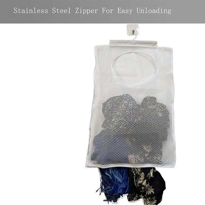 Hanging Mesh Laundry Hamper Large Dirty Clothes Bag - Image 4