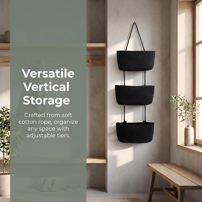 Hanging Basket, Over Door Organizer, 3 -Tier Wall Basket - Image 2