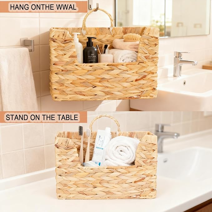 Extra-Strong Woven Wall Hanging Basket Organizer Decorative Handwoven Wicker - Image 2