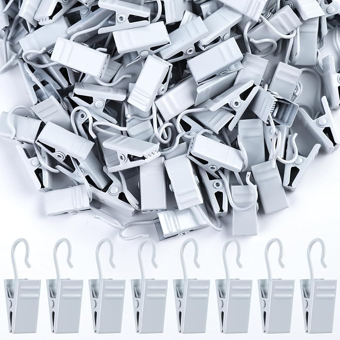 Teenitor 100 Pack White Curtain Clips Curtain Hooks, Stainless Steel Small Clips by PERFECTYOURBEAUTY