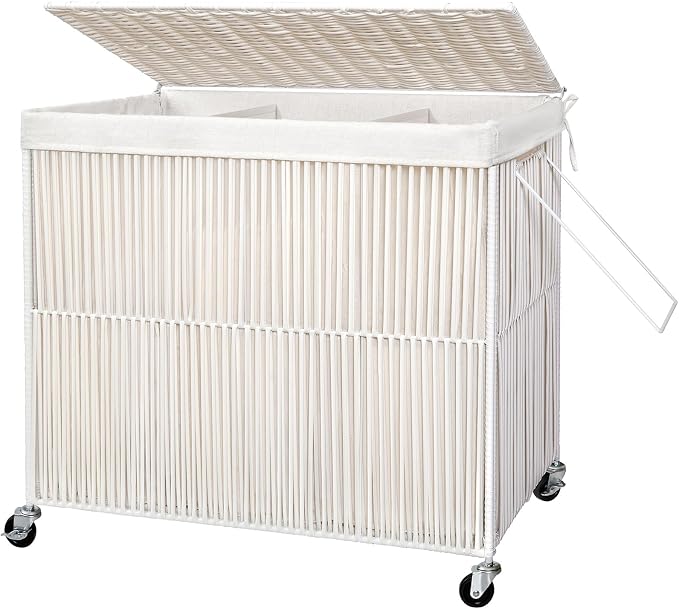 WOWLIVE Laundry Basket 3 Section, Handwoven Laundry Hamper by WOWLIVE