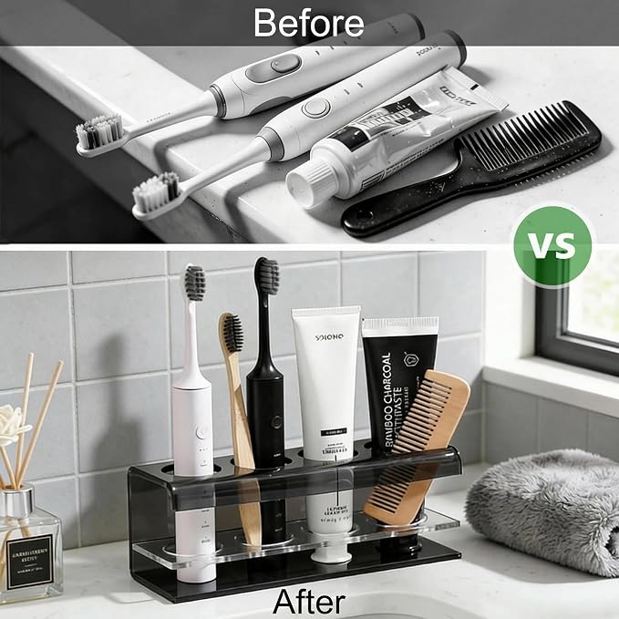 Black 4 Slots Acrylic Electric Toothbrush Holders - Image 7