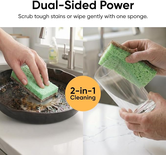 Kitchen Sponges for Washing Dishes, Non-Scratch Cellulose Dish Scrub Sponges - Image 3