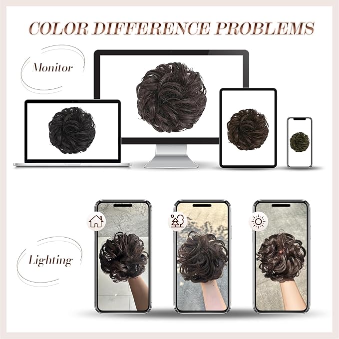 FESHFEN Large Messy Bun Hair Piece - Wavy Synthetic Chignon Scrunchies Elastic Ponytail Hair Extensions Thick Hairpieces for Women, Black Cherry 1.94oz