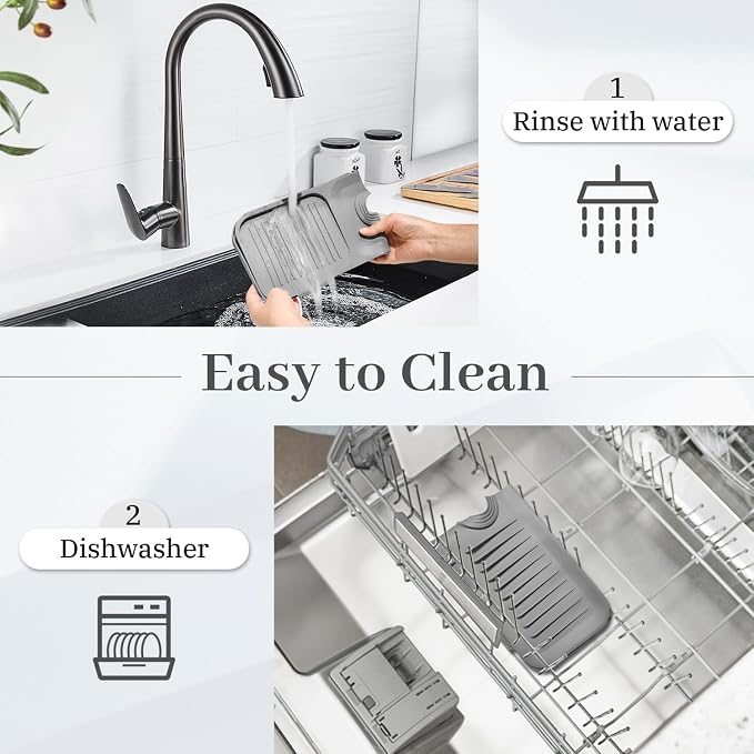 PoYang 17.7 Inch Silicone Sink Splash Guard, Kitchen Sink Mat, Keeps Faucet - Image 9