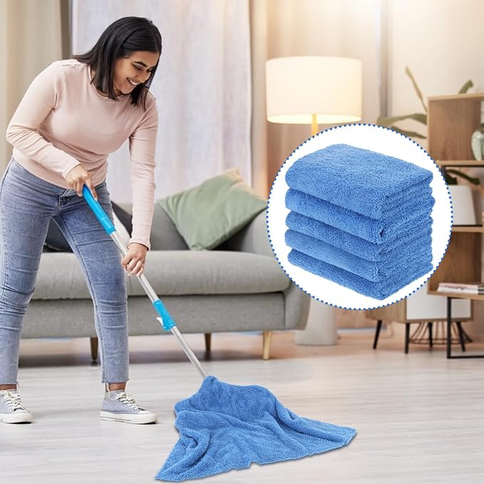 5 PCS Extra Large Microfiber Cleaning Cloth 30"x20", Washable Reusable Floor - Image 4