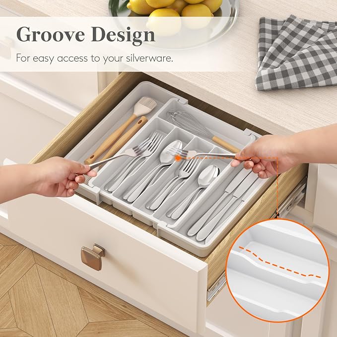 Lifewit Expandable Silverware Drawer Organizer, Kitchen Utensil Tray | BPA-free - Image 7