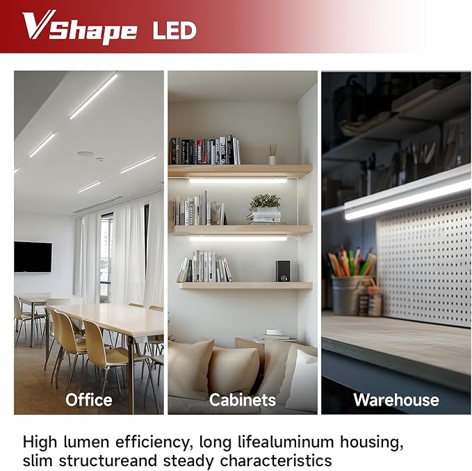 8 Pack T5 LED Shop Light, 3FT, 15W, 5000K 1800LM, Linkable Utility Fixture for Under Cabinet, Kitchen, Garage, Basement, Workshop Lighting, Easy Installation, Plug & Play