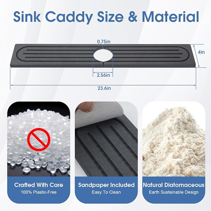 Faucet Mat for Kitchen Sink Protectors, Super Absorbent Faucet Splash Guard - Image 3