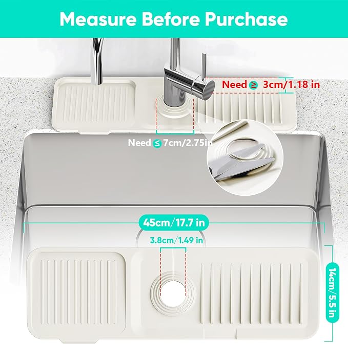 17.7inch Faucet Mat for Kitchen Sink Faucet Mat Kitchen Sink Splash Guard - Image 3