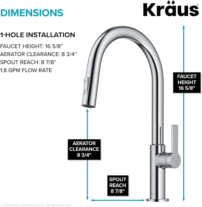 KRAUS Chrome Single Handle Pull Down Kitchen Faucet KPF-2820CH | Chrome finish - Image 4