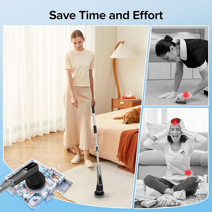 Electric Spin Scrubber, 10-in-1 Shower Scrubber & Retractable Long Handle - Image 6