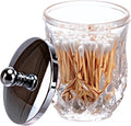 10Oz Clear Q-Tip Holder, Round Thick Glass & Metal Lid by ZIVQEXMURL