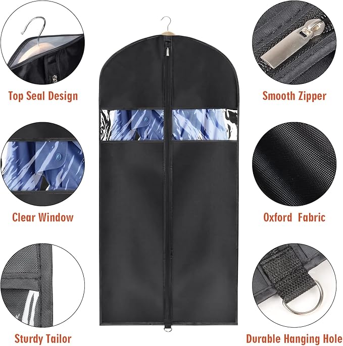 Univivi Garment Bags Suit Bag for Storage and Travel, 40/50 Inch, Oxford Fabrics - Image 3
