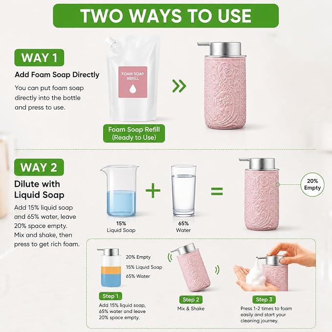 12OZ/350ML Ceramic Foaming Soap Dispenser Empty Hand Soap Dispenser Refillable - Image 3