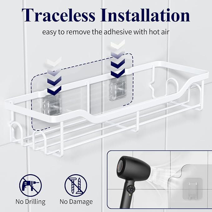 Kitsure Shower Caddy, Adhesive Shower Organizer - Image 4
