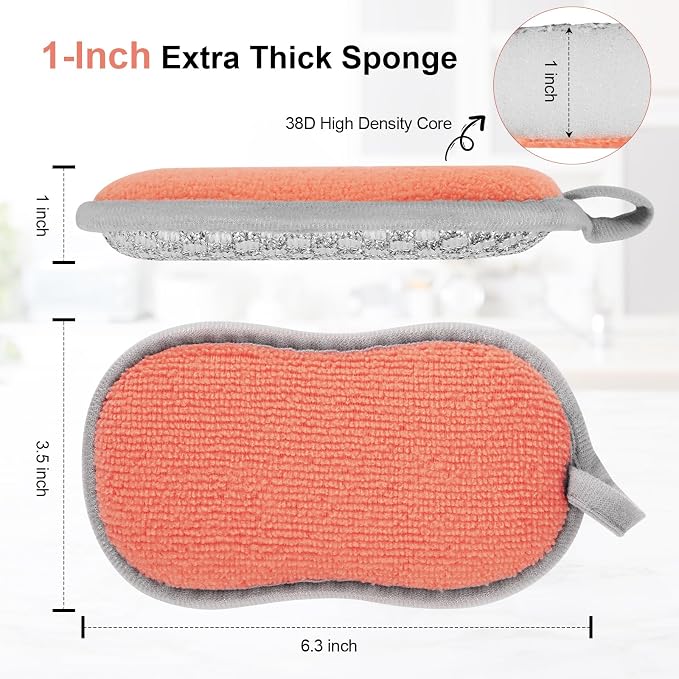 Kitchen Sponges for Washing Dishes, 1 Inch Thick Dual-Sided Dish Sponge | Non - Image 2