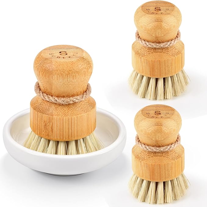 SUBEKYU Bamboo Dish Scrub Brush, Produce Brush, 3 Pack by SUBEKYU